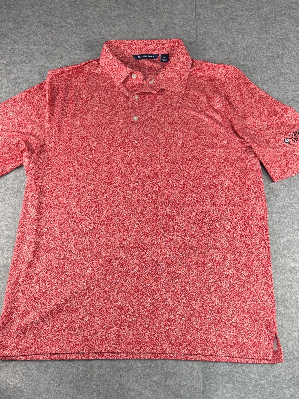 Cutter & Buck Golf Polo L Red Abstract Print Stretch | Lollie Closet